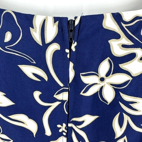 Hilo Hattie Sz 14 Maxi Dress Hawaiian Tropical Hibiscus Floral Print Blue White - Picture 3 of 8